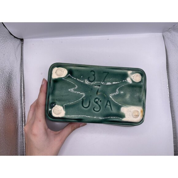 Vintage McCoy Rectangular Planter Art Pottery Green Glaze - Picture 3 of 6